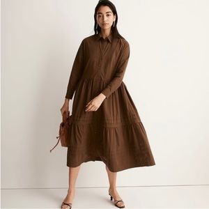 Madewell Pleated Utility Midi Shirtdress Size M Ni691